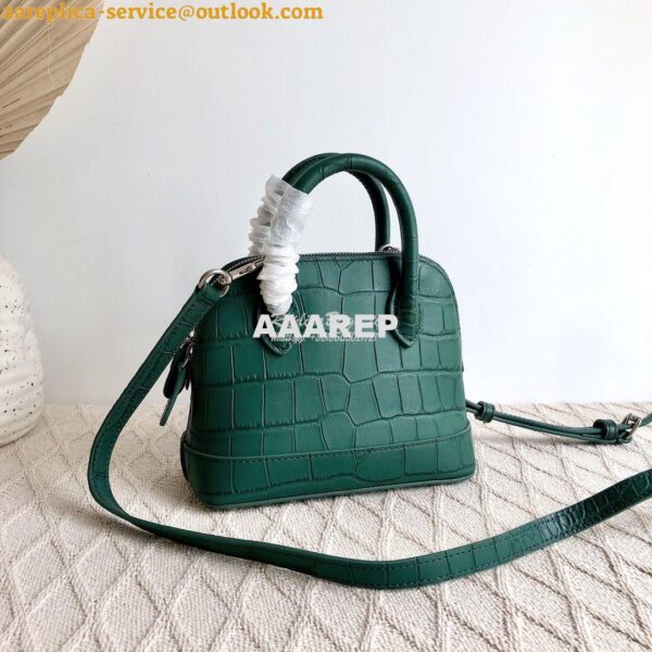 Replica Balenciaga Ville Top Handle Bag In Dark Green Crocodile Emboos 6