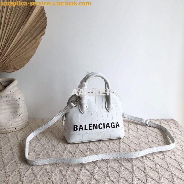 Replica Balenciaga Ville Top Handle Bag In White Crocodile Emboosed Ca