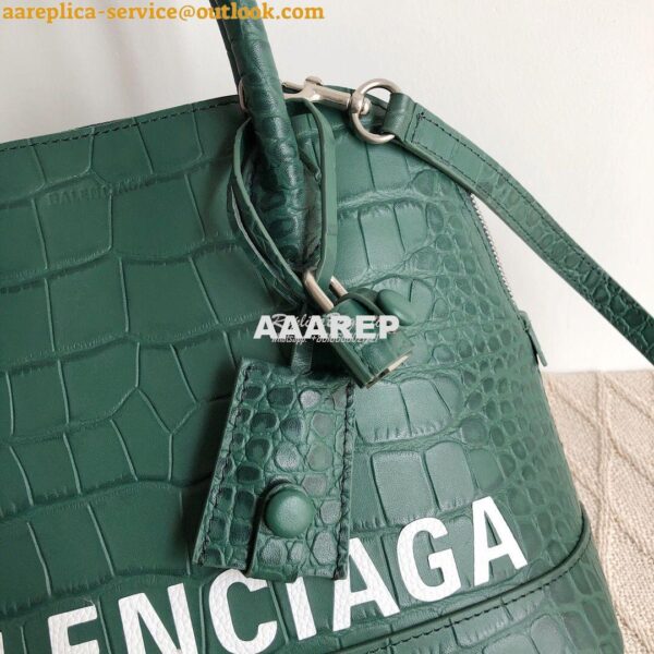 Replica Balenciaga Ville Top Handle Bag In Dark Green Crocodile Emboos 8