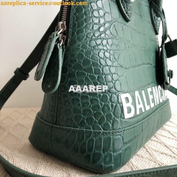 Replica Balenciaga Ville Top Handle Bag In Dark Green Crocodile Emboos 9