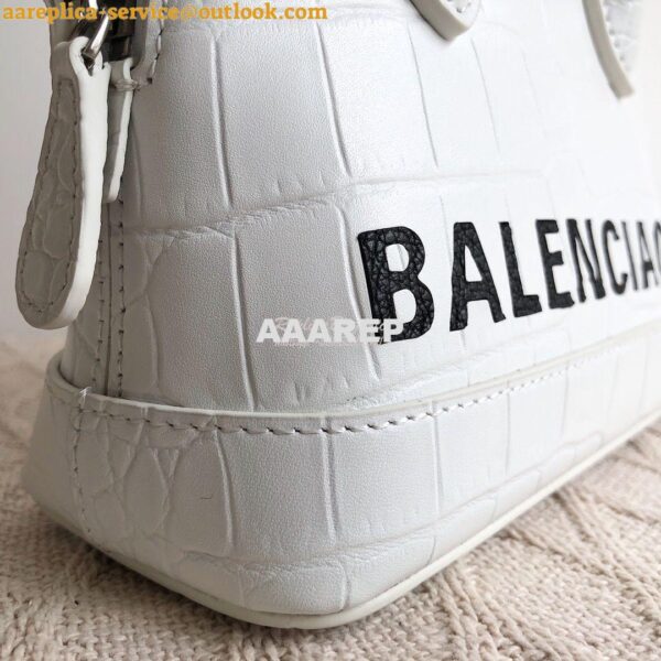 Replica Balenciaga Ville Top Handle Bag In White Crocodile Emboosed Ca 3