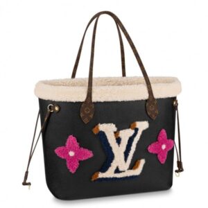 Replica Louis Vuitton Neverfull MM Bag Leather Shearling M56960 BLV700