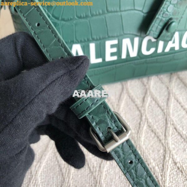 Replica Balenciaga Ville Top Handle Bag In Dark Green Crocodile Emboos 10