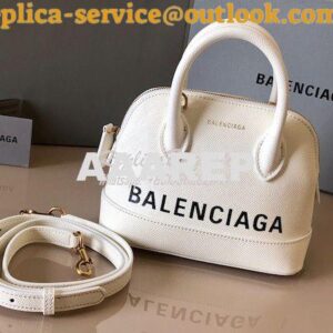 Replica Balenciaga Ville Top Handle Bag In White Small Grain Calfskin