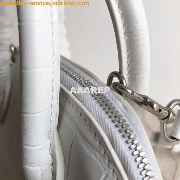 Replica Balenciaga Ville Top Handle Bag In White Crocodile Emboosed Ca 4