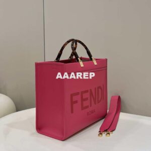 Replica Fendi 8BH386 Sunshine Medium Bag Rose Red leather shopper 8266S 2