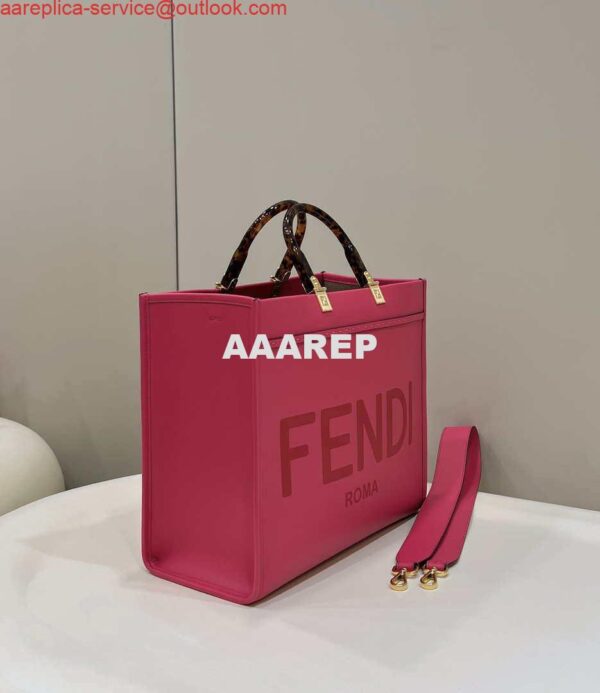 Replica Fendi 8BH386 Sunshine Medium Bag Rose Red leather shopper 8266S 2