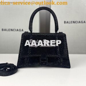 Replica Balenciaga Hourglass Top Handle Bag in Black Suede Calfskin wi 2