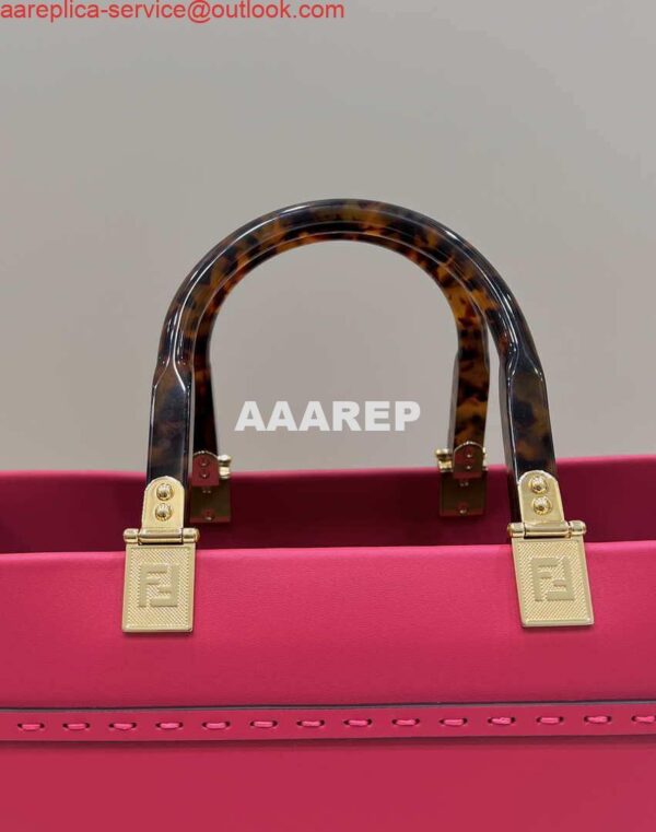 Replica Fendi 8BH386 Sunshine Medium Bag Rose Red leather shopper 8266S 4