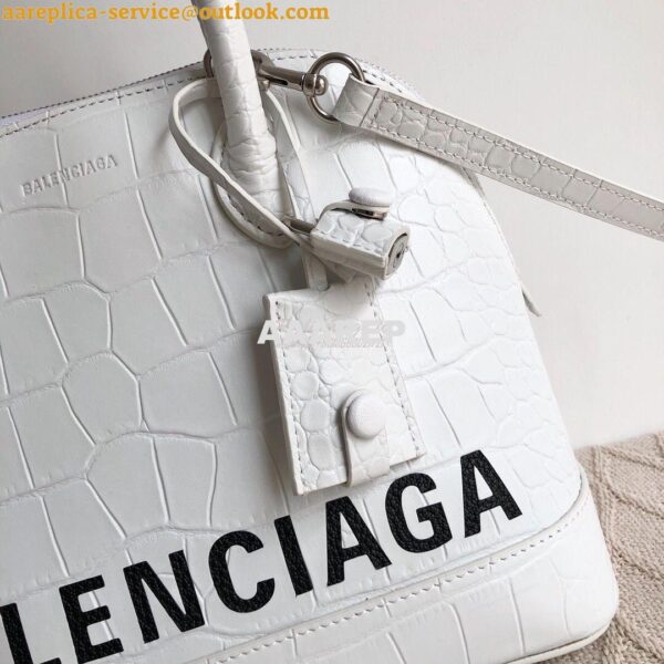 Replica Balenciaga Ville Top Handle Bag In White Crocodile Emboosed Ca 8