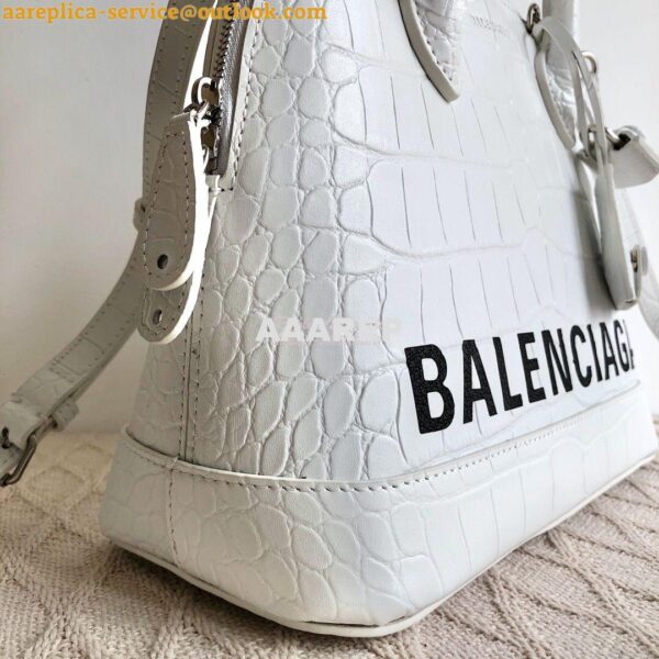 Replica Balenciaga Ville Top Handle Bag In White Crocodile Emboosed Ca 9