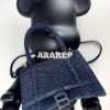 Replica Balenciaga Hourglass Top Handle Bag in Blue Suede Calfskin wit