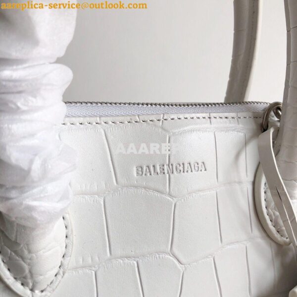 Replica Balenciaga Ville Top Handle Bag In White Crocodile Emboosed Ca 10