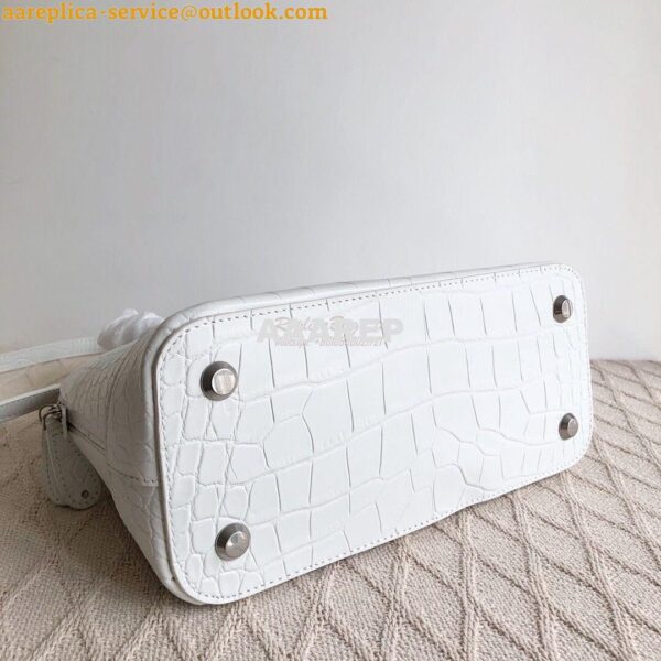 Replica Balenciaga Ville Top Handle Bag In White Crocodile Emboosed Ca 13