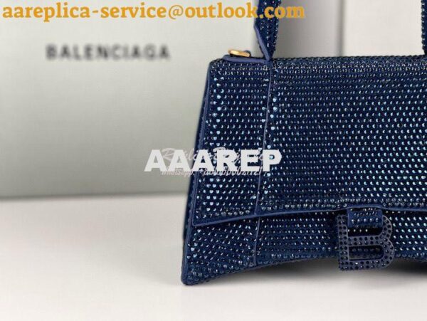 Replica Balenciaga Hourglass Top Handle Bag in Blue Suede Calfskin wit 5