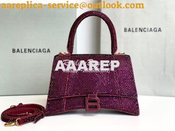 Replica Balenciaga Hourglass Top Handle Bag in Burgundy Suede Calfskin