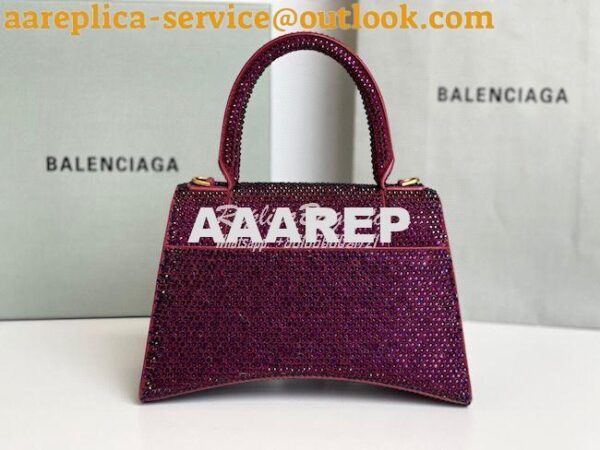 Replica Balenciaga Hourglass Top Handle Bag in Burgundy Suede Calfskin 2