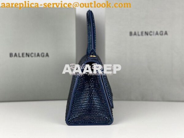 Replica Balenciaga Hourglass Top Handle Bag in Blue Suede Calfskin wit 7