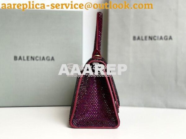 Replica Balenciaga Hourglass Top Handle Bag in Burgundy Suede Calfskin 4