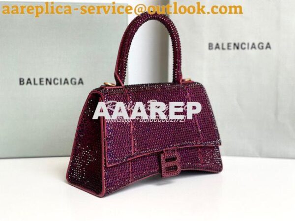 Replica Balenciaga Hourglass Top Handle Bag in Burgundy Suede Calfskin 5