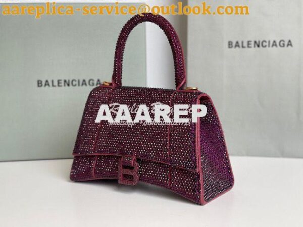 Replica Balenciaga Hourglass Top Handle Bag in Burgundy Suede Calfskin 6