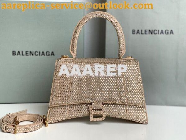 Replica Balenciaga Hourglass Top Handle Bag in Dark Beige Suede Calfsk