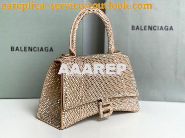 Replica Balenciaga Hourglass Top Handle Bag in Dark Beige Suede Calfsk 4