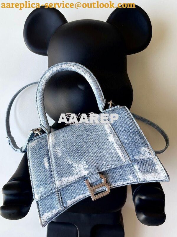 Replica Balenciaga Hourglass Top Handle Bag In Denim Printed 5935461 B