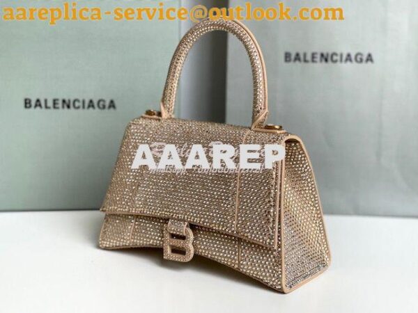 Replica Balenciaga Hourglass Top Handle Bag in Dark Beige Suede Calfsk 5