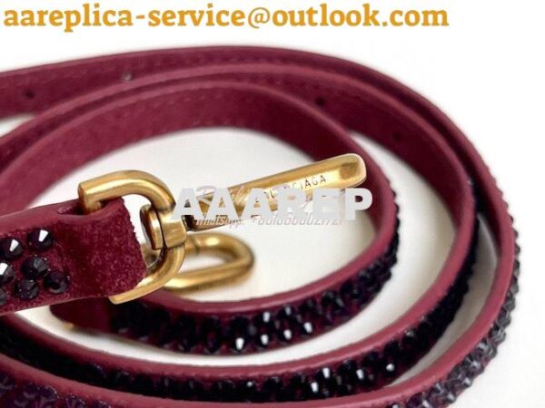 Replica Balenciaga Hourglass Top Handle Bag in Burgundy Suede Calfskin 11