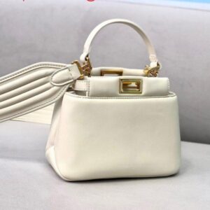 Replica Fendi 8BN320 Peekaboo ICONIC XS White Nappa Leather 8328 Bag 2