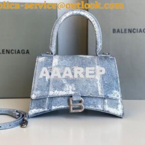 Replica Balenciaga Hourglass Top Handle Bag In Denim Printed 5935461 B 2