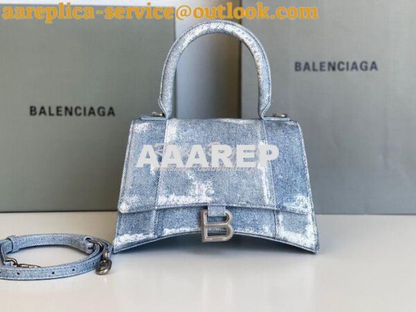 Replica Balenciaga Hourglass Top Handle Bag In Denim Printed 5935461 B 2