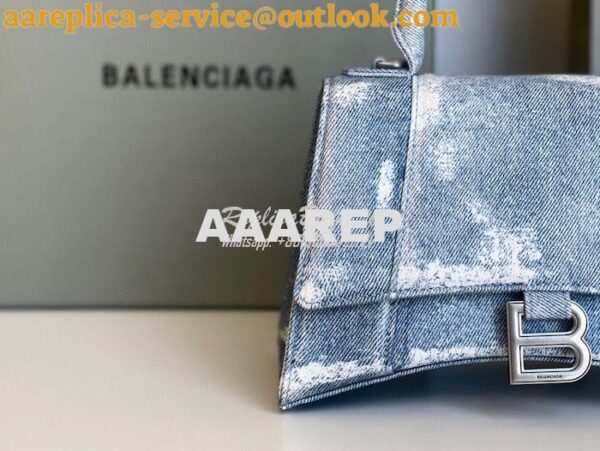 Replica Balenciaga Hourglass Top Handle Bag In Denim Printed 5935461 B 4