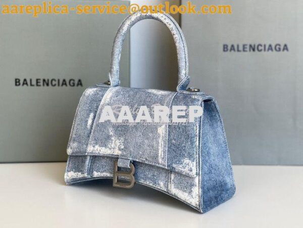 Replica Balenciaga Hourglass Top Handle Bag In Denim Printed 5935461 B 7