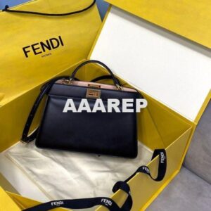 Replica Fendi 8BN323 Peekaboo ISEEU EAST-WEST Black Leather 70193S Bag