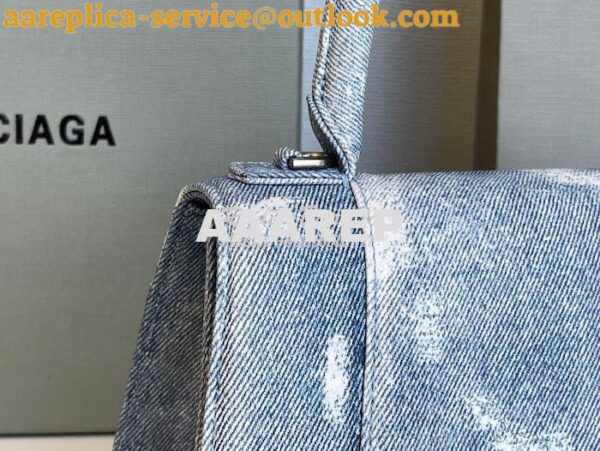 Replica Balenciaga Hourglass Top Handle Bag In Denim Printed 5935461 B 9