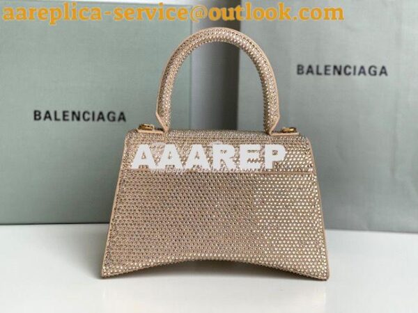 Replica Balenciaga Hourglass Top Handle Bag in Dark Beige Suede Calfsk 13