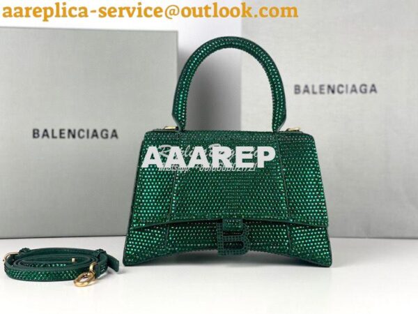 Replica Balenciaga Hourglass Top Handle Bag in Green Suede Calfskin wi 2