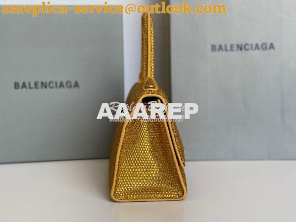 Replica Balenciaga Hourglass Top Handle Bag in Gold Suede Calfskin wit 5