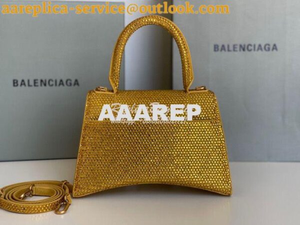 Replica Balenciaga Hourglass Top Handle Bag in Gold Suede Calfskin wit 6