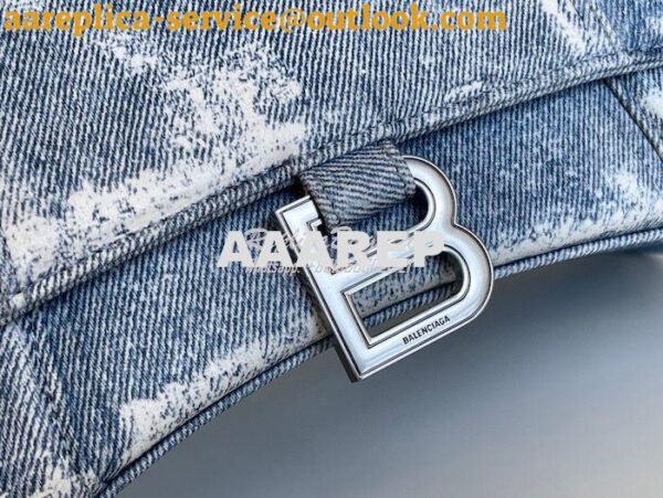 Replica Balenciaga Hourglass Top Handle Bag In Denim Printed 5935461 B 13