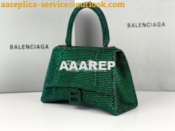 Replica Balenciaga Hourglass Top Handle Bag in Green Suede Calfskin wi 5