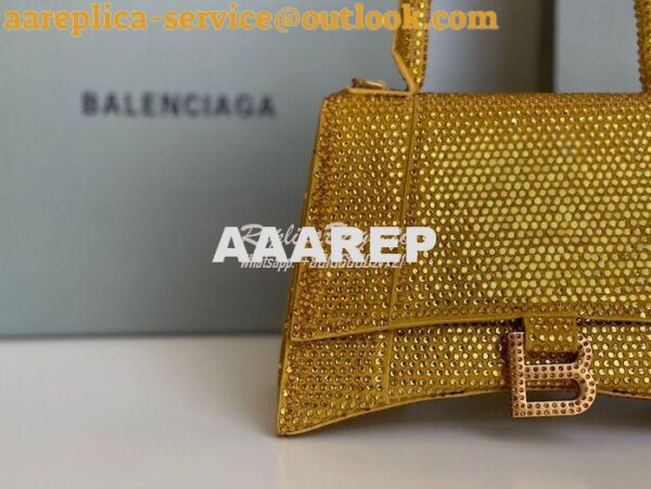 Replica Balenciaga Hourglass Top Handle Bag in Gold Suede Calfskin wit 8