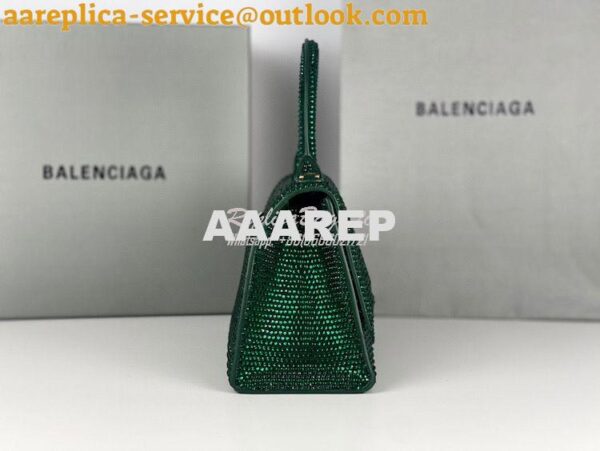 Replica Balenciaga Hourglass Top Handle Bag in Green Suede Calfskin wi 7