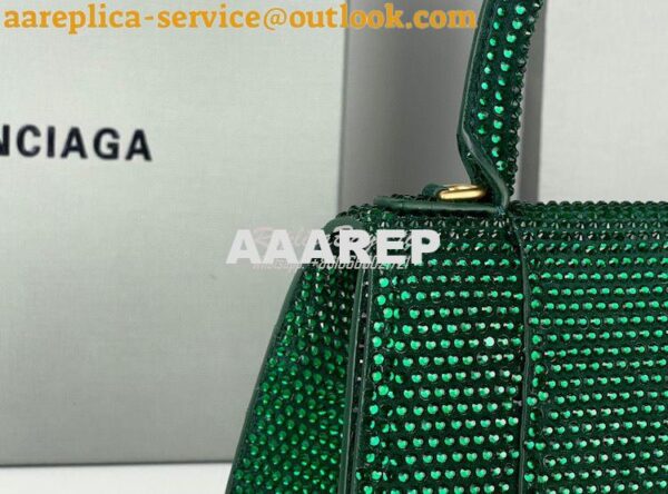 Replica Balenciaga Hourglass Top Handle Bag in Green Suede Calfskin wi 8