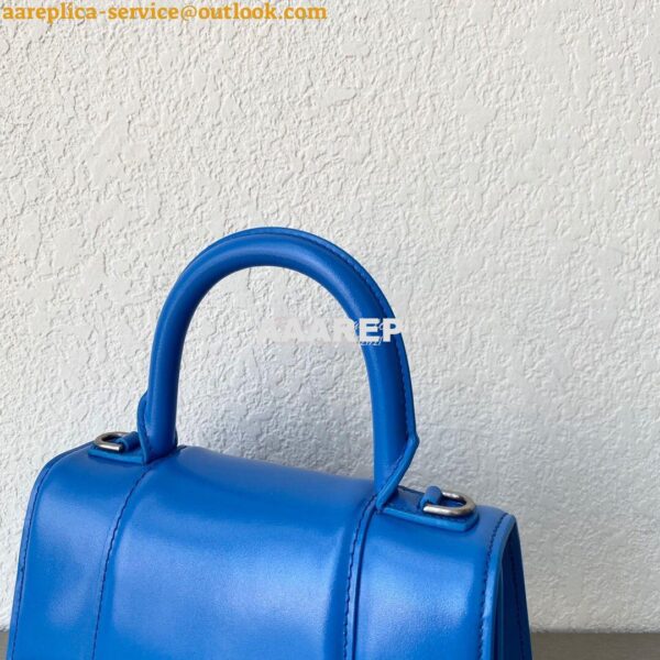 Replica Balenciaga Hourglass Top Handle Bag In Electric Blue Shiny Box 12