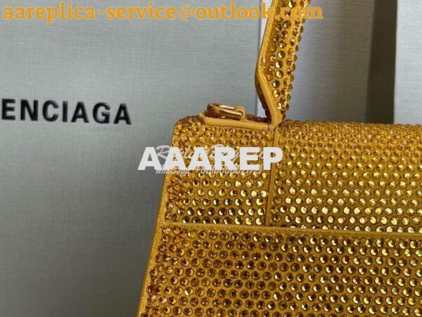 Replica Balenciaga Hourglass Top Handle Bag in Gold Suede Calfskin wit 12