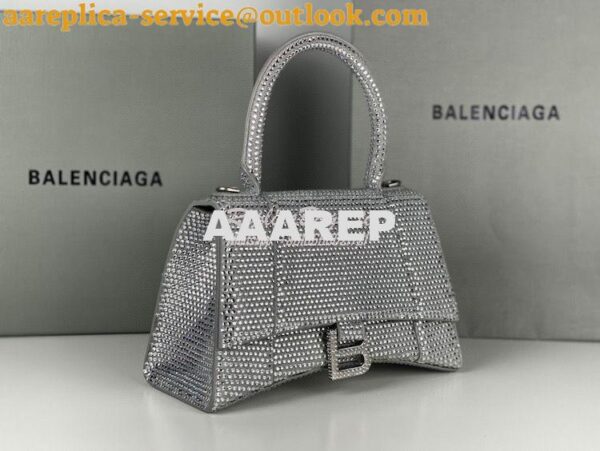 Replica Balenciaga Hourglass Top Handle Bag in Grey Suede Calfskin wit 3