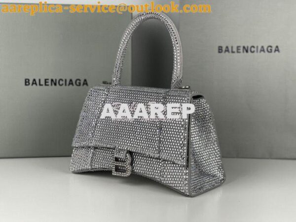 Replica Balenciaga Hourglass Top Handle Bag in Grey Suede Calfskin wit 4